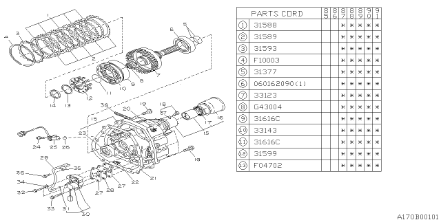 1987 Subaru XT Automatic Transmission Transfer & Extension Diagram 4