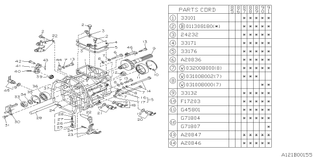 1990 Subaru XT Manual Transmission Transfer & Extension Diagram 1