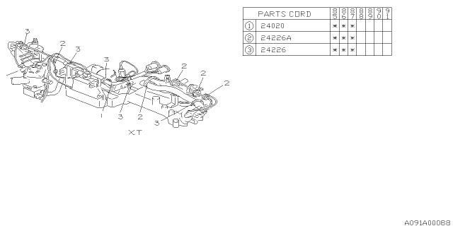 1985 Subaru XT Engine Wiring Harness Diagram for 24020AA251
