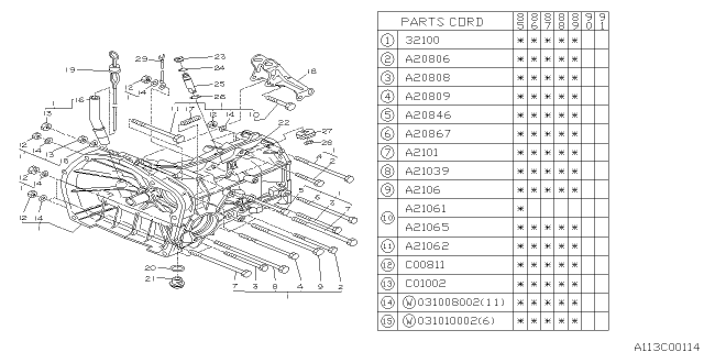 1986 Subaru XT Manual Transmission Case Diagram 3