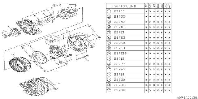 1989 Subaru XT Alternator Diagram 1