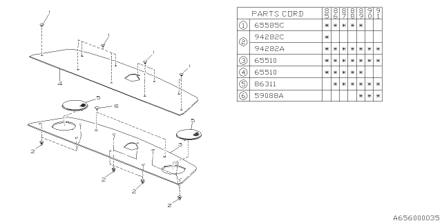 1985 Subaru XT Luggage Shelf Rear Diagram