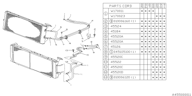 1988 Subaru XT ATF Hose Diagram for 45521GA150