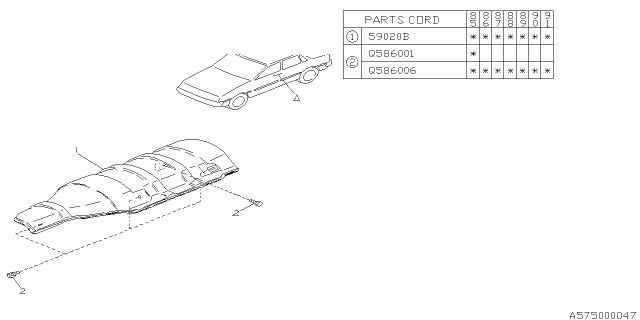 1990 Subaru XT Cover Diagram for 59023GA210