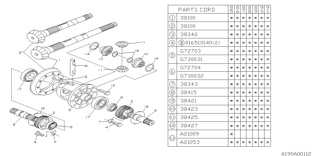 1990 Subaru XT Differential - Transmission Diagram 3