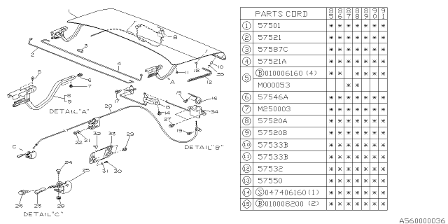 1985 Subaru XT Trunk Diagram 1