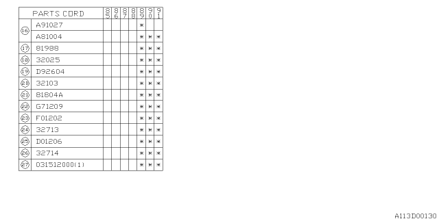 1990 Subaru XT Shaft SPEEDOMETER Diagram for 32713AA002