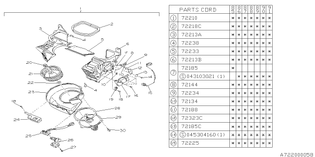 1991 Subaru XT Heater Blower Diagram 1