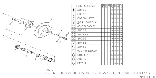 1989 Subaru XT Rear Axle Diagram 4