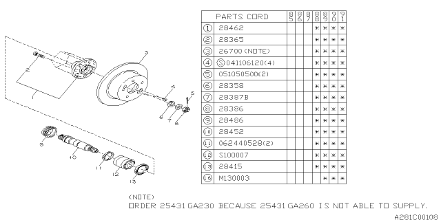 1991 Subaru XT Rear Axle Diagram 4