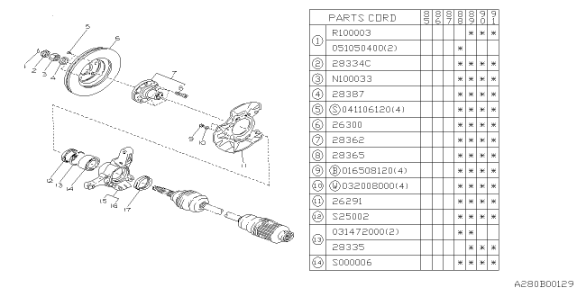 1988 Subaru XT Front Disc Brake Cover Diagram for 25143GA170