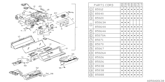 1985 Subaru XT Speedometer Instrument Cluster Diagram for 85015GA740
