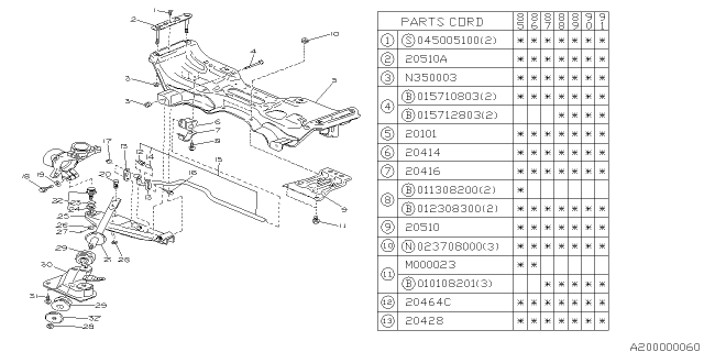 1988 Subaru XT Front Suspension Diagram 1