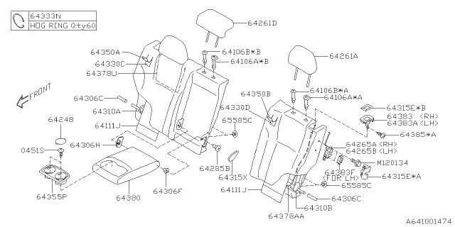 2020 Subaru Outback Rear Seat Diagram 1