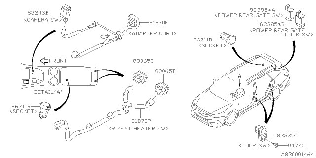 2020 Subaru Legacy Switch - Instrument Panel Diagram 1