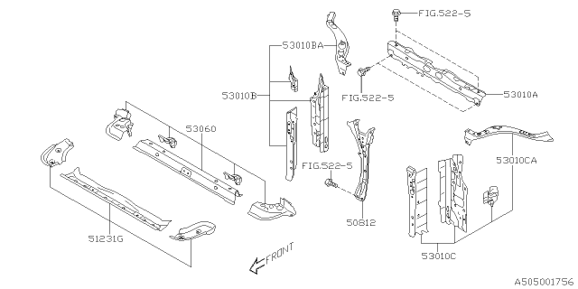 2021 Subaru Outback Radiator Support Diagram for 53029AN06A9P
