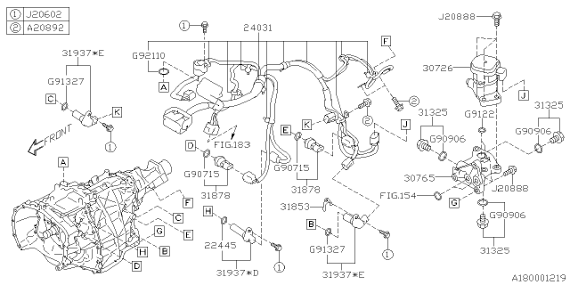 2021 Subaru Outback Sen Ay-REVOLU At Diagram for 31937AA190