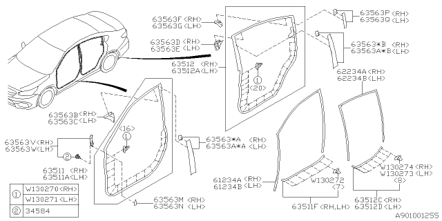 2020 Subaru Outback Weather Strip Diagram 2