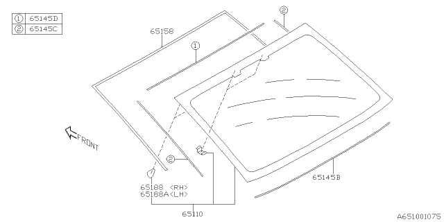 2021 Subaru Outback Back Window Glass Assembly Diagram for 65109AN00A