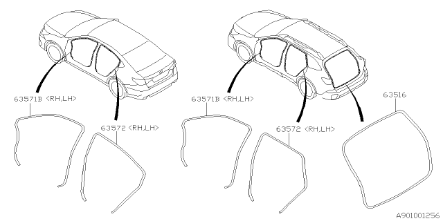 2020 Subaru Outback Weather Strip Diagram 1