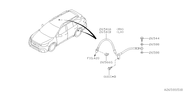 2020 Subaru Legacy Brake Hose R LH Diagram for 26541AN01A