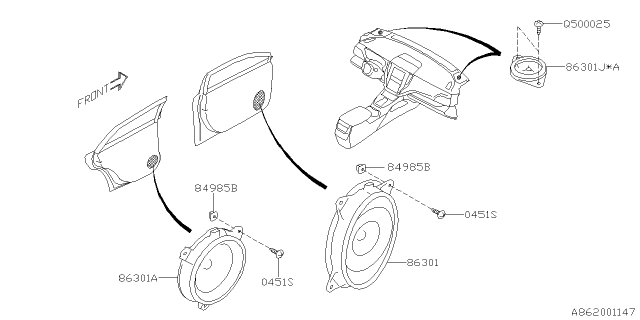 2020 Subaru Legacy Speaker Assembly Sis Diagram for 86301AN62A