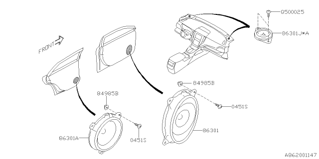 2020 Subaru Legacy Audio Parts - Speaker Diagram 2