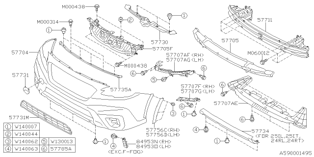 2021 Subaru Outback Front Bumper Diagram 1