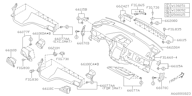 2021 Subaru Legacy ORN PNL Assembly P LVH Diagram for 66077AN36A