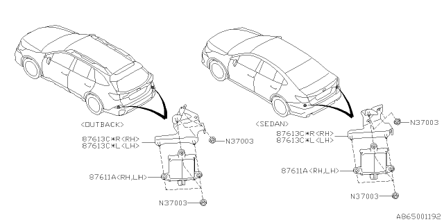 2020 Subaru Outback Radar Bracket SDNLH Diagram for 87613AN02A