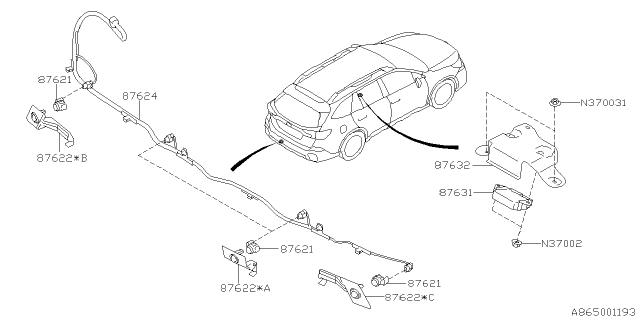 2020 Subaru Outback Snr SENS Assembly Sdn Diagram for 87621AN00AV3