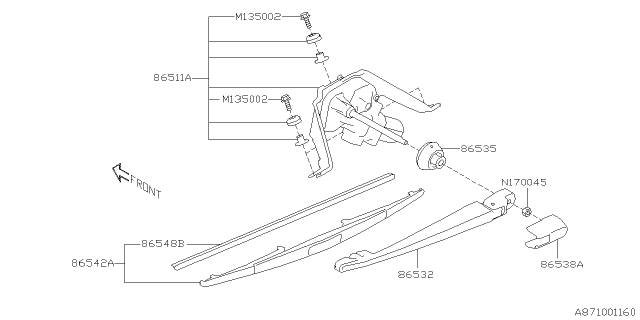2020 Subaru Outback WIPER Assembly R Diagram for 86510AN08A