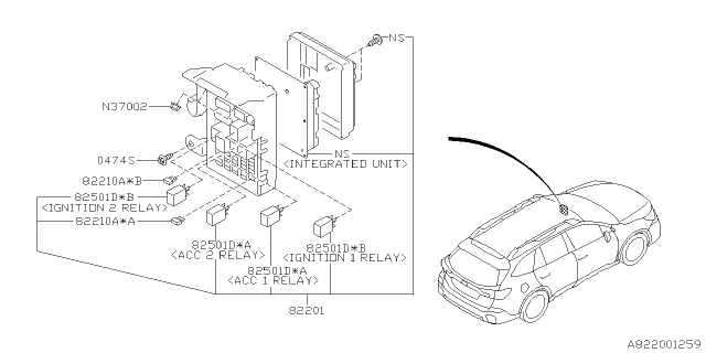 2020 Subaru Outback Joint Box Assembly LH Diagram for 82201AN40A