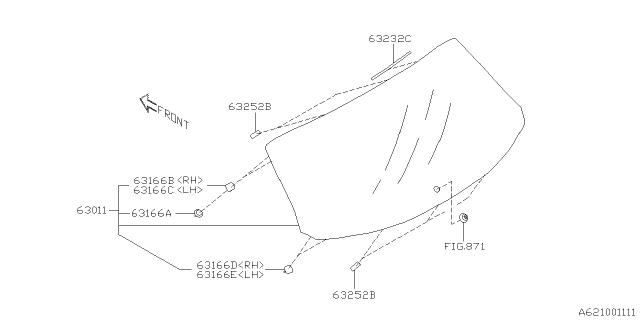 2021 Subaru Legacy Glass Assembly R G Diagram for 63019AN00A