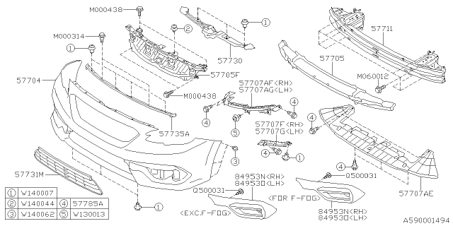 2020 Subaru Outback Front Bumper Diagram 2