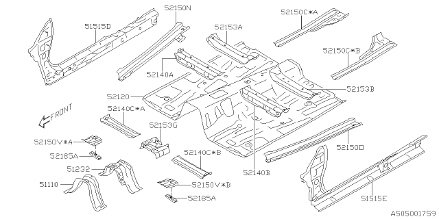 2020 Subaru Legacy BRKT In PNL Cp Diagram for 52152AN00A9P