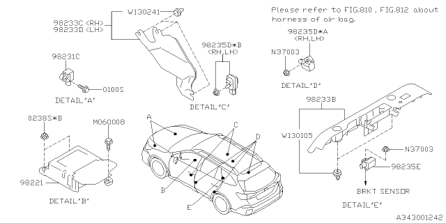 2020 Subaru Outback Plate SNSR CVR Ss Diagram for 98233AN00A