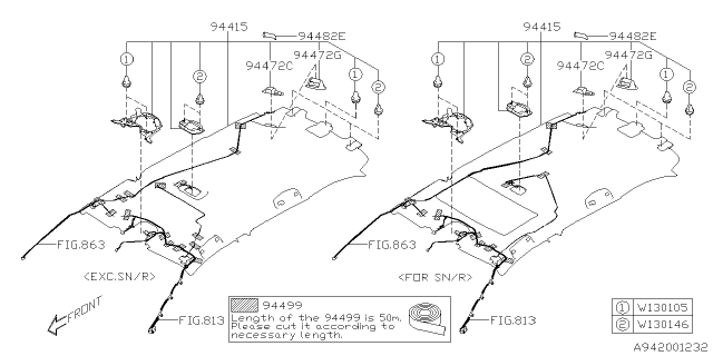 2021 Subaru Outback Trim PNL Assembly Rf Sub Diagram for 94416AN00AME
