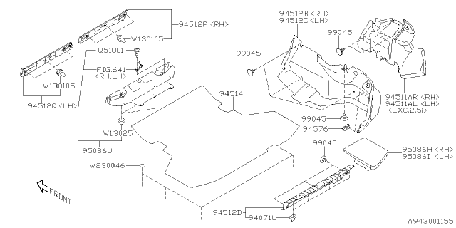 2021 Subaru Outback Trim PNL Assembly TRKSDL Diagram for 94511AN01ALG