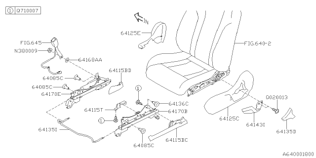 2021 Subaru Legacy Sl Rail Assembly In LH Diagram for 64160AN00A