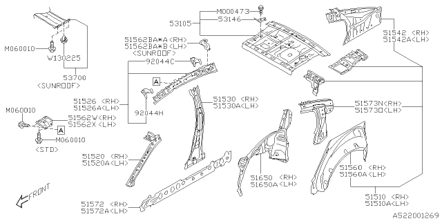 2021 Subaru Legacy REINF R PLR Cp RH Diagram for 51572AN04A9P