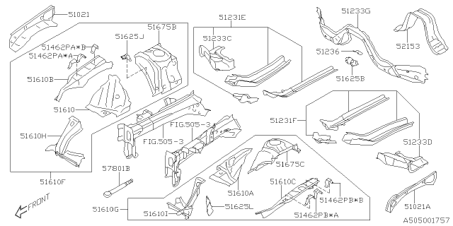 2020 Subaru Outback Frame Sd UPR Out LH Diagram for 51021AN01A9P