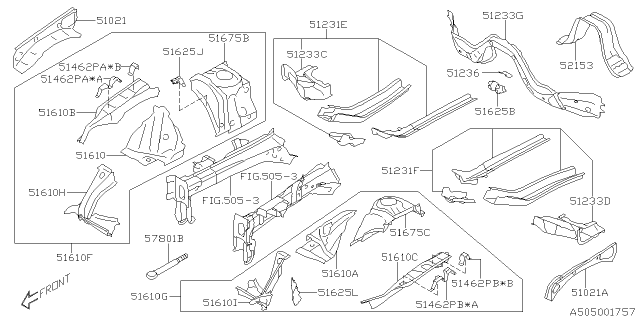 2020 Subaru Outback Frame Sd Fr Cp RH Diagram for 51620AN16A9P