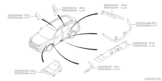 2021 Subaru Outback INSULATOR Sd Rl RRH Diagram for 90815AN10A