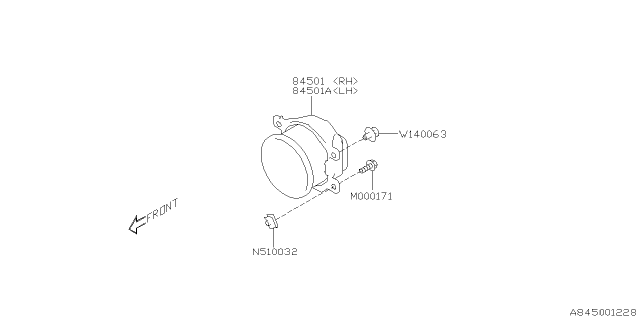 2021 Subaru Legacy Fog Lamp Assembly F RH Diagram for 84501AN000