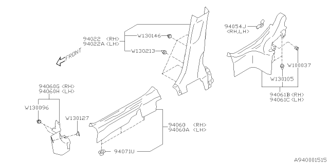2020 Subaru Legacy Inner Trim Diagram 1