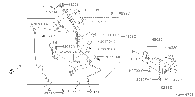 2021 Subaru Legacy Pipe Assembly Filler USX Diagram for 42065AN00A
