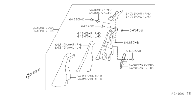 2020 Subaru Outback St Cover Assembly B Rr Diagram for 64350AN24ASP