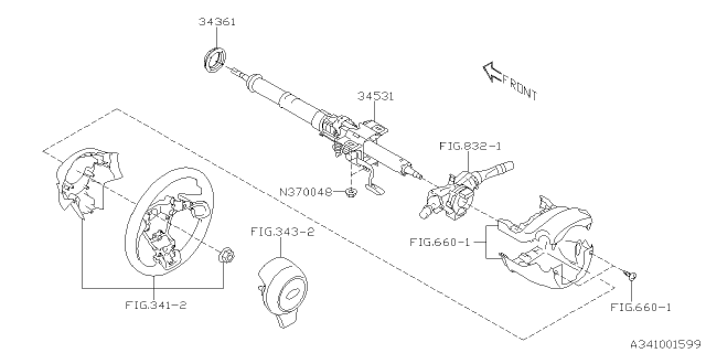 2020 Subaru Legacy Column Assembly Diagram for 34500AN01A