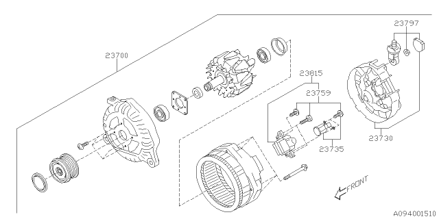 2021 Subaru Legacy Alternator Assembly Diagram for 23700AB13A